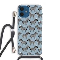 Zebra: iPhone 12 Transparant Hoesje met koord