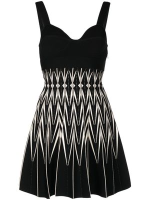 Alexander McQueen robe bicolore à motif zigzag - Noir