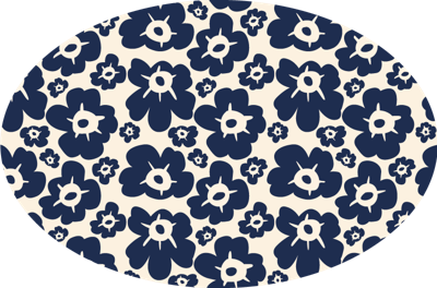 Donkerblauwe klaproos vinyl tapijt bloemen en planten