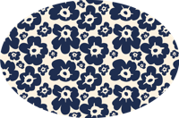 Donkerblauwe klaproos vinyl tapijt bloemen en planten
