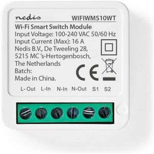 Nedis SmartLife Schakelaar | Wi-Fi | 3680 W | Kroonsteen | App beschikbaar voor: Android / IOS Schakelaar Wit
