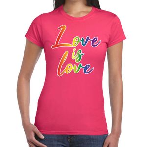 Love is love gay pride t-shirt roze voor dames