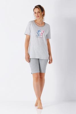 Grijs gestreepte damespyjama Hajo wasbeertjes