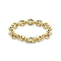 14k Geelgouden Armband met Fantasie Schakels - 19cm Draaglengte en 11mm Schakelbreedte