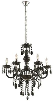 Kroonluchter zwart &apos;Cuimbra&apos; chrome 6x E14 fitting 670mm