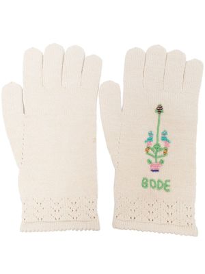 BODE gants en maille à logo brodé - Tons neutres