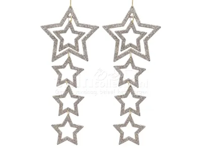 Kerstornament Ster Glitters Plastic 7,5cm 2st