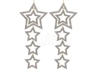 Kerstornament Ster Glitters Plastic 7,5cm 2st