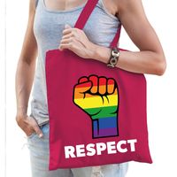Regenboog respect gaypride tas fuchsia roze katoen   - - thumbnail