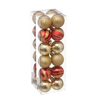 24x stuks kerstballen mix goud/rood glans/mat/glitter kunststof 4 cm