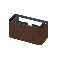 INK - Afgeronde Onderkast Fineer 2 Laden Softclose Tbv Grepen - 1000x450x520 Mm - Shadow Veneer