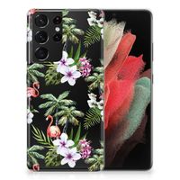 Samsung Galaxy S21 Ultra TPU Hoesje Flamingo Palms - thumbnail