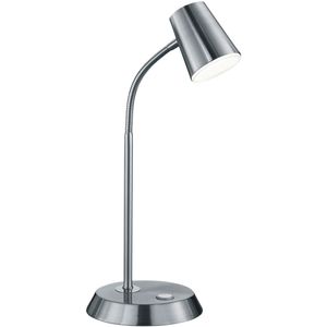 LED Bureaulamp - Tafelverlichting - Trion Narca - 4W - Warm Wit 3000K - Rond - Mat Nikkel - Aluminium