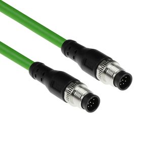 ACT SC3874 Industriële Sensorkabel | M12A 8-Polig Male naar M12A 8-Pins Male | Ultraflex TPE kabel | Afgeschermd | IP67 | Groen | 15 meter