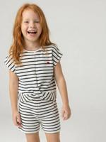 Set voor meisjes, t-shirt en short van fantasie breisel ecru