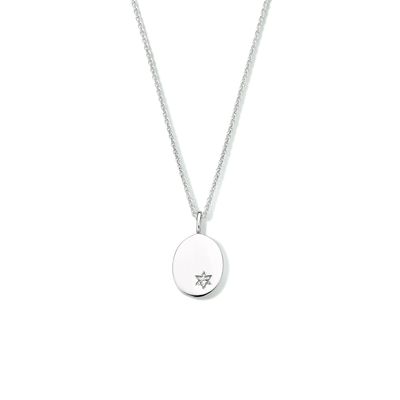 Graveerketting Zilver Ovaal Zirkonia 0,9 mm 41 + 4 cm