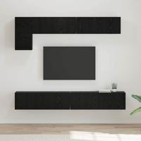 Tv-meubelset Wandgemonteerd 5 pcs Zwart Eiken