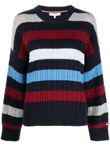 Tommy Hilfiger pull en maille torsadée à rayures - Bleu