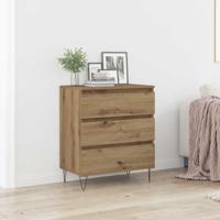 Dressoir artisanaal eikenkleurig 60 x 35 x 70 cm Bewerkt hout