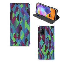 Samsung Galaxy A31 Stand Case Abstract Green Blue - thumbnail