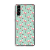 Flamingoprint groen: Samsung Galaxy S21 Plus Transparant Hoesje