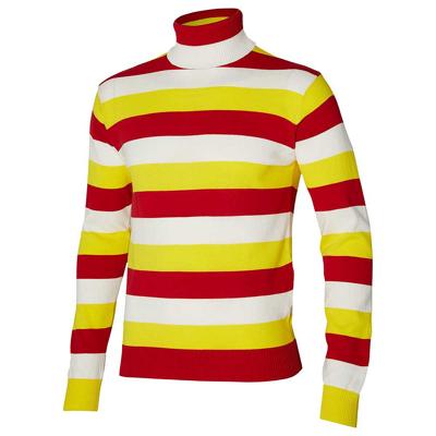 Carnaval verkleed trui Oeteldonk - col - rood/wit/geel gestreept - dames / heren - turtleneck - Den