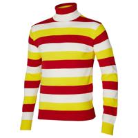 Carnaval verkleed trui Oeteldonk - col - rood/wit/geel gestreept - dames / heren - turtleneck - Den