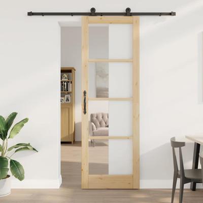 Schuifdeur met Hardware Set 'ORKDAL'Massief Hout & Glas