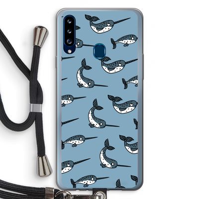 Narwhal: Samsung Galaxy A20s Transparant Hoesje met koord