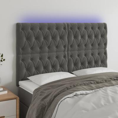 Hoofdbord LED 144x7x118/128 cm fluweel donkergrijs