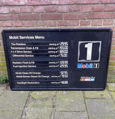 Mobil Services Prijslijst Garage Bord - Origineel - 107 x 67cm