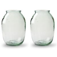 Set van 2x stuks bloemenvazen - Eco glas transparant - H21 x D15 cm - thumbnail