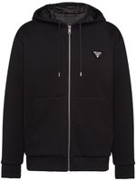 Prada hoodie zippé à plaque logo - Noir