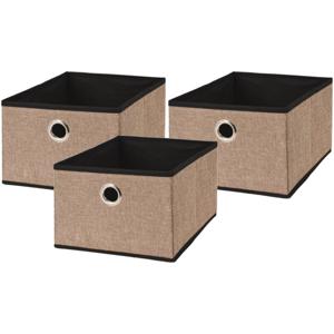 Opbergmand/kastmand - 3x - bruin - karton/kunststof - 15 liter - 32 x 25 x 18 cm