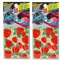 Auto parfum/luchtverfrisser - 2x - Aardbei geur - in handig zakje - 7 x 16