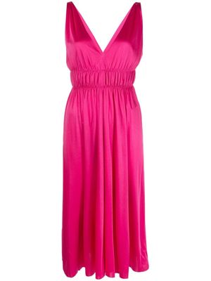 P.A.R.O.S.H. robe plissée à col v - Rose