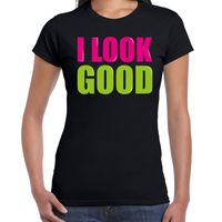 I look good fun tekst t-shirt zwart dames