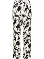 Balmain horse-print silk tapered trousers - Tons neutres