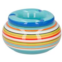 Asbak - keramiek - gekleurd met blauw - stormasbak - D11 cm