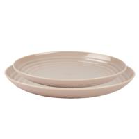 Plasticforte camping borden set - beige - kunststof - 2 soorten - 12x stuks - onbreekbaar servies