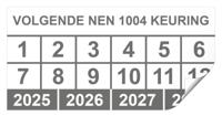 Keuringssticker volgende NEN 1004 keuring rechthoek  50 x 25 mm - 100 stuks (op rol)