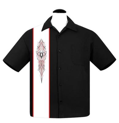 Steady Pinstripe V8 Racer Shirt Black White -3XL