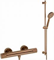 Ben Engraved Cross thermostatische doucheset 15cm met gravering en 3 straalsoorten geborsteld koper pvd-coating