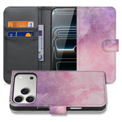 Apple iPhone 17 Pro | Bookcase | Hoesje Roze Paars Paint TPU Bescherming