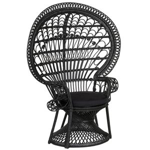 Beliani EMMANUELLE - Fauteuil-Zwart-Rotan