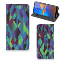 Motorola Moto E6 Plus Stand Case Abstract Green Blue - thumbnail