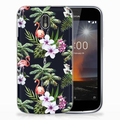 Nokia 1 | TPU Hoesje | Flamingo Palms