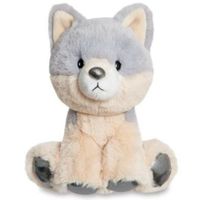 Pluche knuffeldier wolf - grijs/wit - 20 cm - bosdieren thema - thumbnail