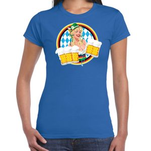 Oktoberfest verkleed t-shirt voor dames - Duits bierfeest kostuum/kleding - blauw