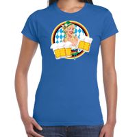 Oktoberfest verkleed t-shirt voor dames - Duits bierfeest kostuum/kleding - blauw - thumbnail